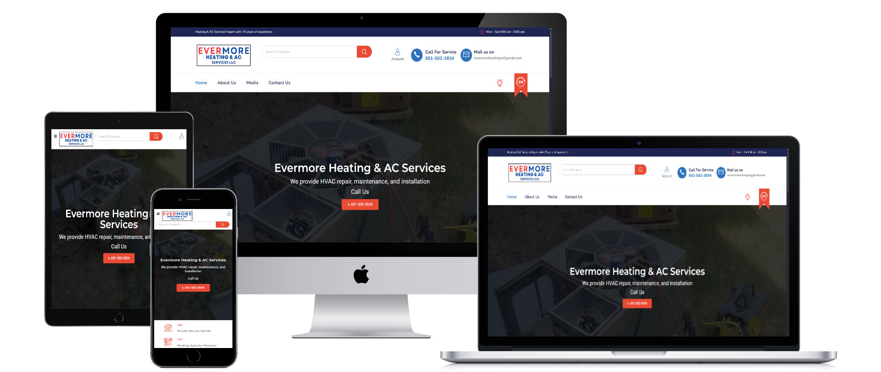 Evermore Heating AC Services Website design