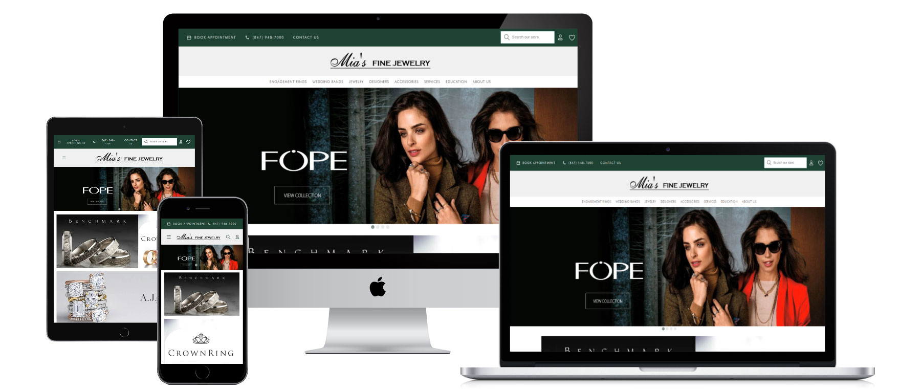 mias fine jewelry website design and development